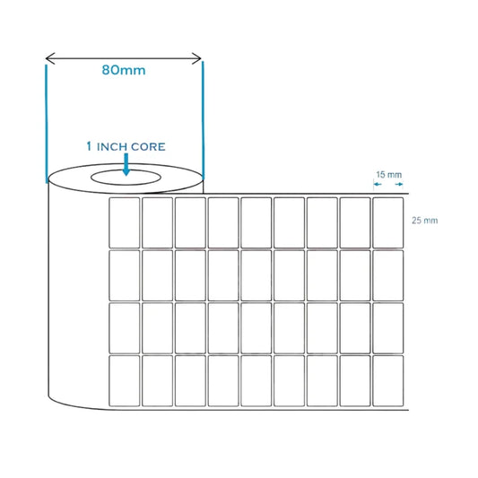 25×15 mm 1×0.6 Inch 4up Label Roll Direct Thermal DT Barcode | 4000 Stickers per Roll