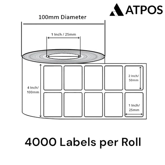 50×25 mm 2×1” 2up Chromo Label Roll Thermal Transfer Label | 4000 Stickers per Roll