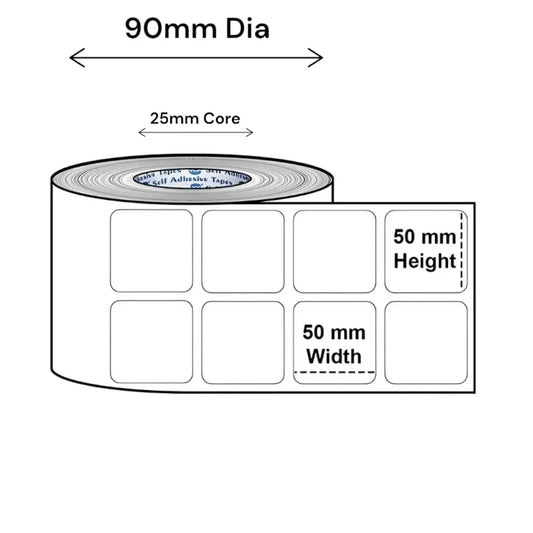 50×50 mm 2×2” 2up Chromo Label Roll Thermal Transfer Label | 2000 Stickers per Roll