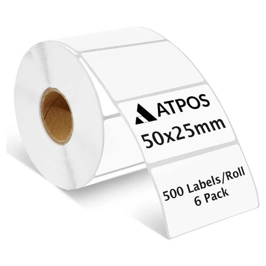 50X25mm Direct Thermal Barcode Sticker Label Paper (2X1 INCH) Self-adhesive | 6 PACK