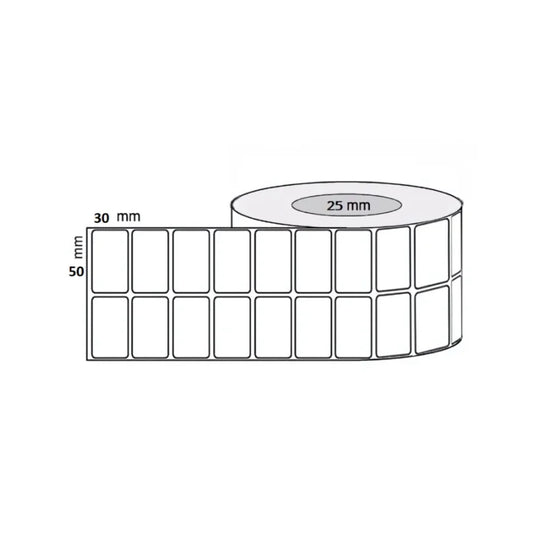 50x30mm 2×1.2” 2up Chromo Label Roll Thermal Transfer Label | 2000 Stickers per Roll