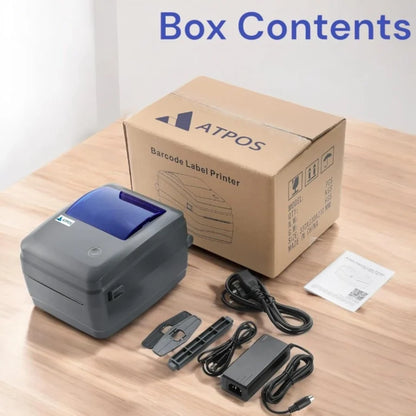 Atpos HQ450L 4 Inch (108mm) Thermal Barcode Shipping Label Sticker Printer | USB+Bluetooth Interface