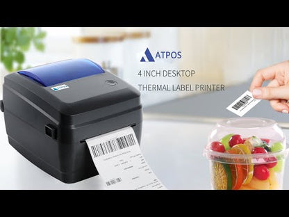 Atpos HQ450L 4 Inch (108mm) Thermal Barcode Shipping Label Sticker Printer | USB+Bluetooth Interface